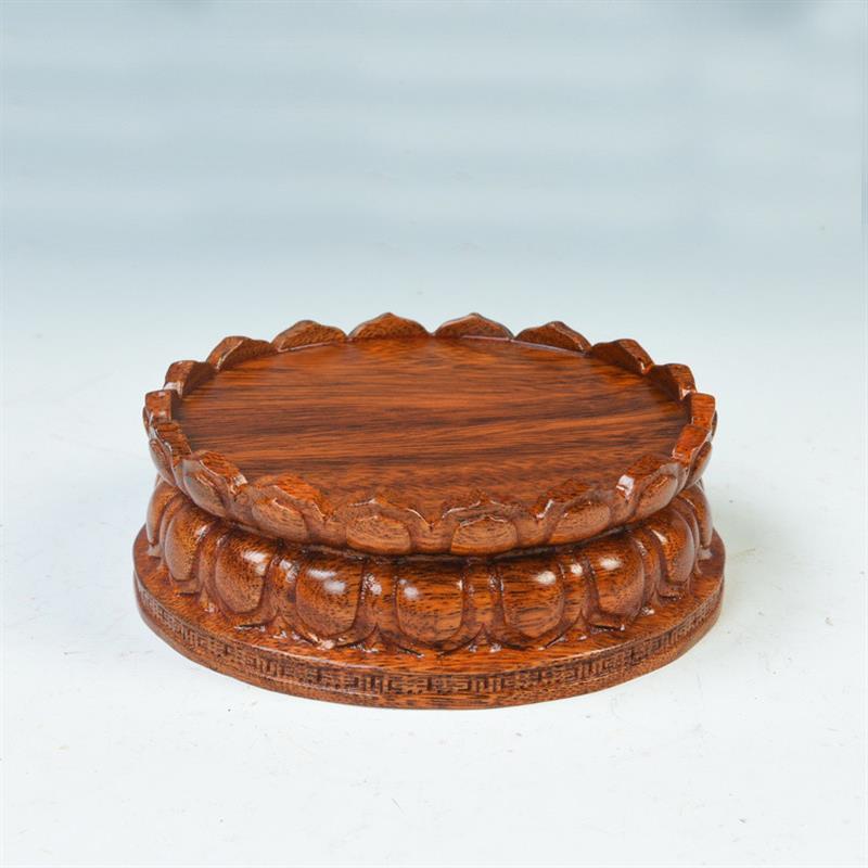 琴书侣 观音莲花底座佛台圆形实木 菩萨佛像底座 托架 佛底座木质