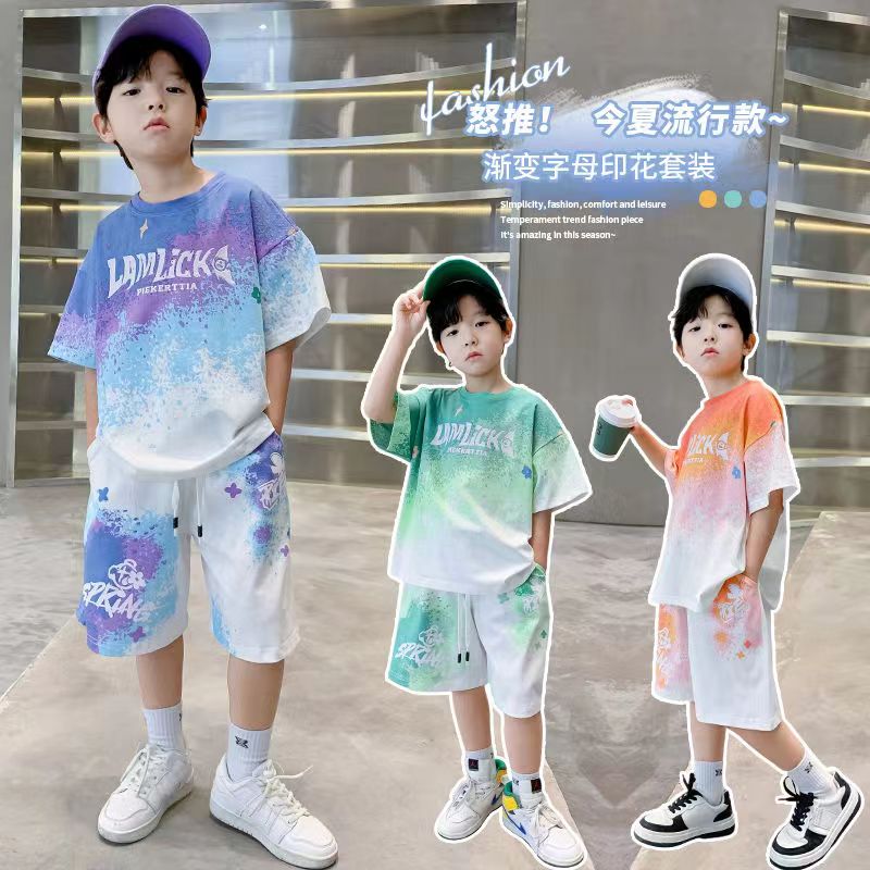 男童夏季运动套装2025儿童速干透气篮球服小童宽松薄款两件套图片