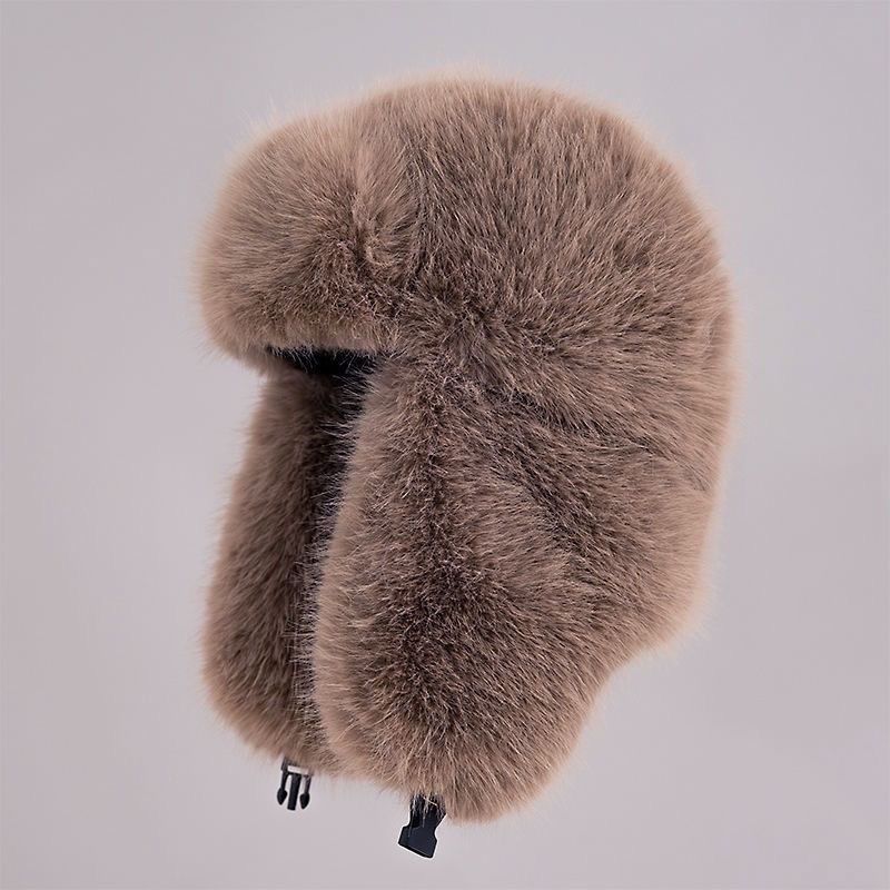 东北大皮帽子男士经典雷锋帽仿狐狸毛皮草帽男女同款百搭骑行保暖