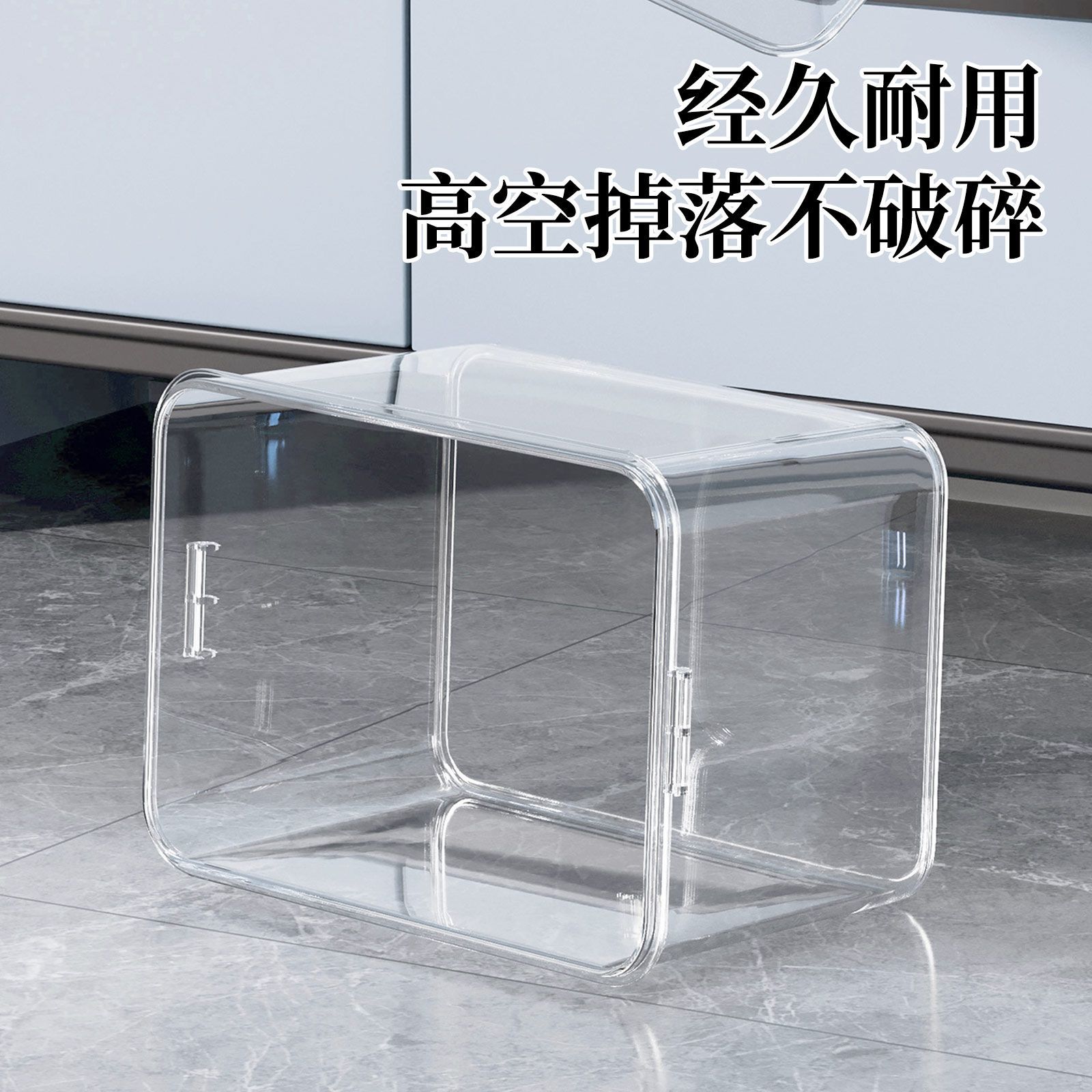 透明仿玻璃塑料盒鱼缸透明仿玻璃小型家用办公室金鱼乌龟方形pet