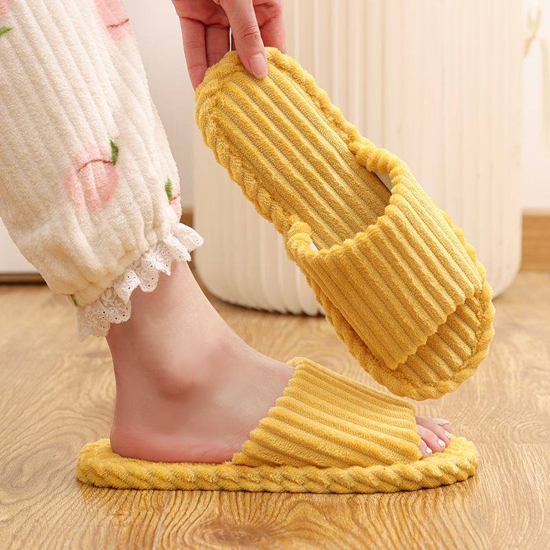 木地板专用静音拖鞋新款秋冬四季灯芯绒毛毛室内布底家居静音不伤