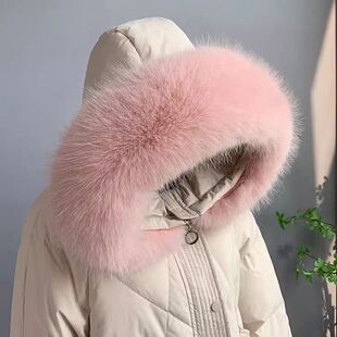 狐狸大毛领配件冬季加厚仿皮草狐狸毛男女通用棉服围脖大衣圆领毛