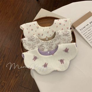 婴儿隔奶巾a类口水巾婴儿围嘴宝宝防水防吐奶表层纯棉双面纱布花