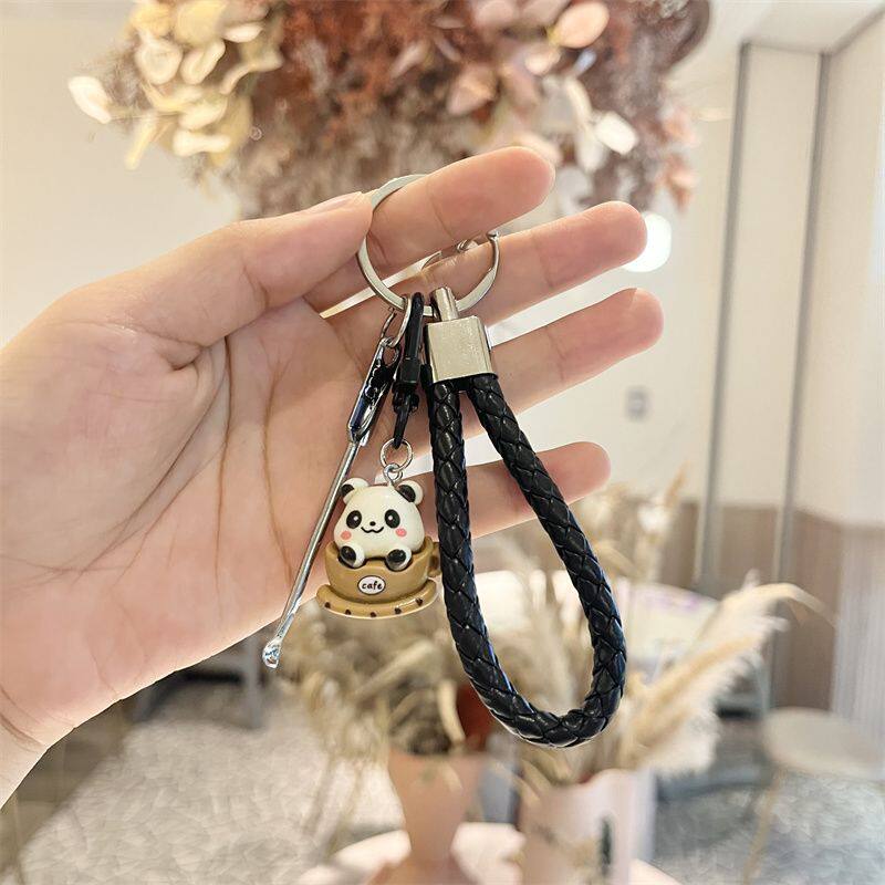 钥匙链男款可爱花花熊猫