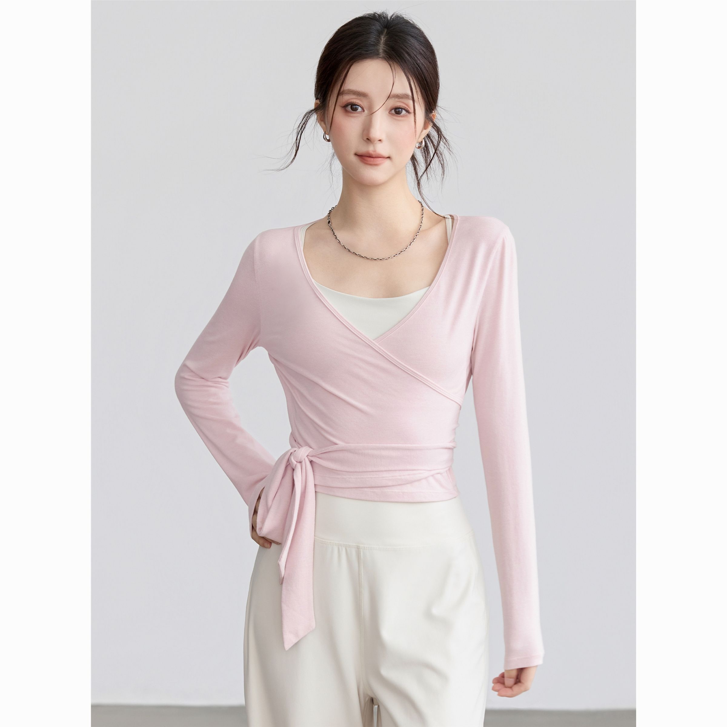 芭蕾风瑜伽服辣妹上衣绑