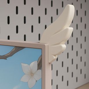 电脑装饰小配件可爱电竞房粉色翅膀显示器耳朵摆件电竞房装饰显示