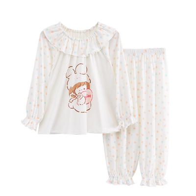 儿童睡衣莫代尔女童夏季薄款内衣套装长袖空调服女宝宝春秋家居服