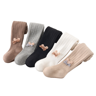 婴儿连裤袜女童春秋纯棉打底裤儿童裤袜宝宝春夏白色幼儿打底袜子