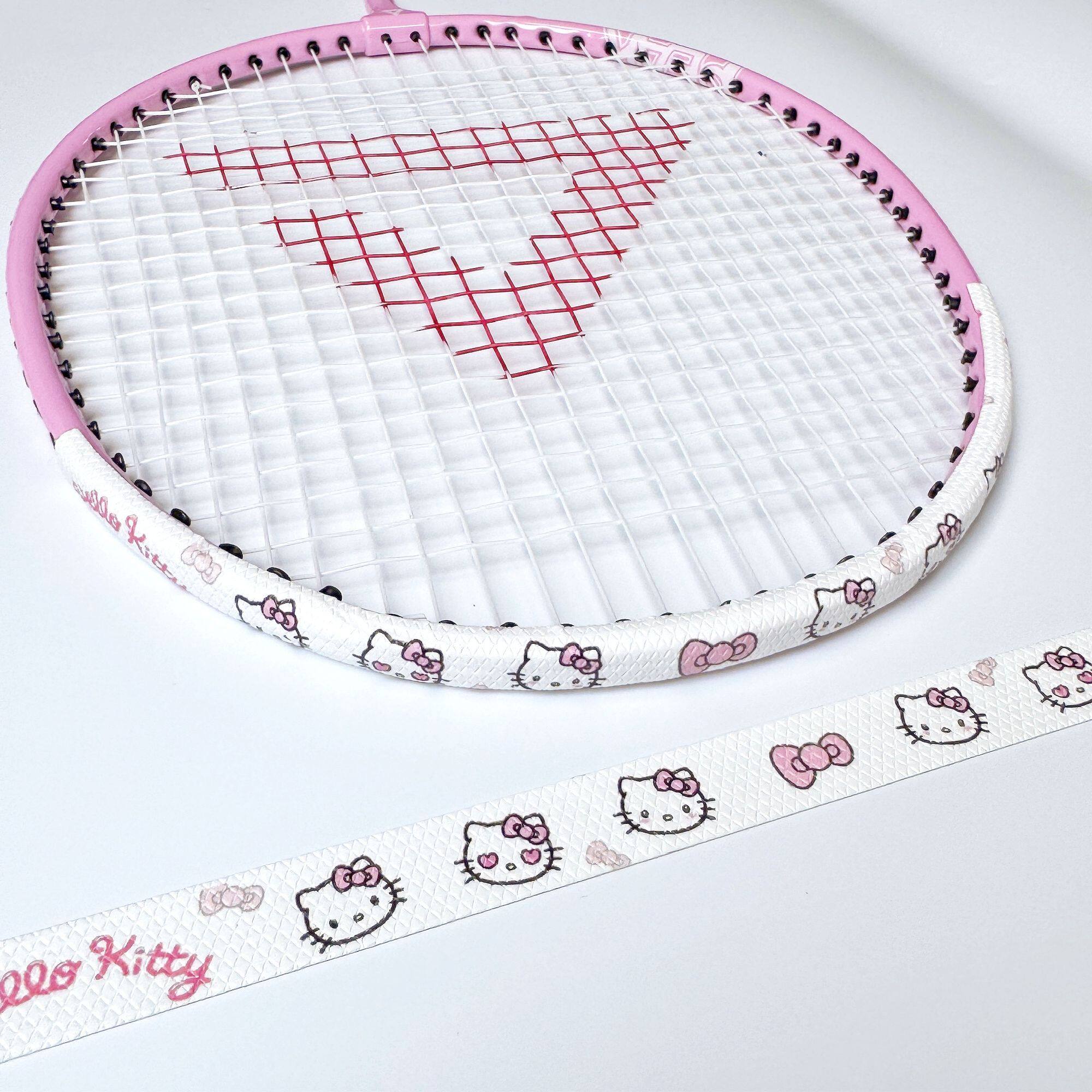 拍头保护贴新款线条小狗卡通羽毛球拍头保护贴防断护线管套球拍框