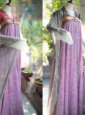 青泠谷原创汉服半身裙女云鸟织金武周唐风齐胸背带裙一片式破裙