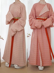 青泠谷原创汉服小桃花双面圆领袍
