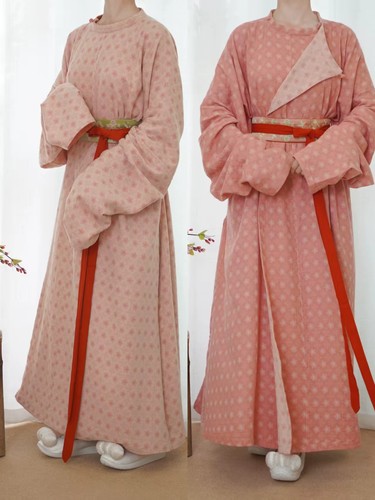 青泠谷原创汉服小桃花双面圆领袍