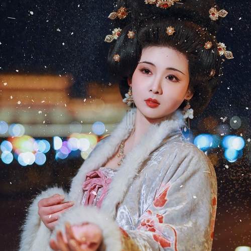 青泠谷新品秋冬汉服丝绒兔毛镶狐狸毛大袖衫加厚外套冬季保暖