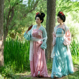 青泠谷原创汉服一片式齐胸襦裙虢国夫人游春图服饰复原唐制汉套装