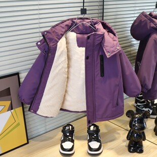 男童加绒外套秋冬装洋气宝宝棉衣加厚儿童装男孩棉服冬季2025新款