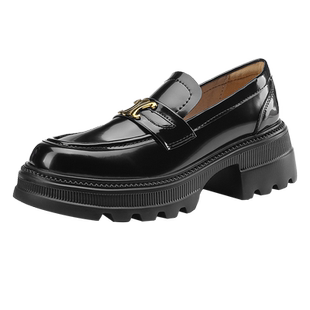 真皮乐福鞋女2025春秋新款玛丽珍英伦风厚底小皮鞋黑色高跟单鞋