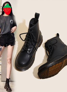 真皮雪地靴短靴dr马丁靴女甜酷2025秋冬新款经典ins英伦风靴子