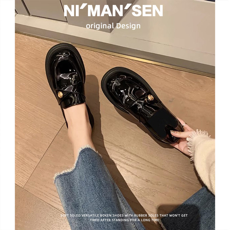 羊皮版~气质乐福鞋女小皮鞋2026春秋玛丽珍黑色工作豆豆平底单鞋