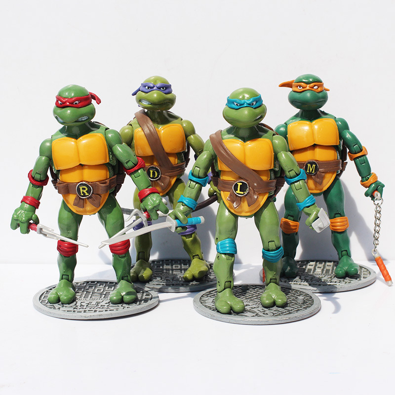 现货4款忍者神龟带底座 TMNT2012版关节可动人偶玩偶 电影版 手办