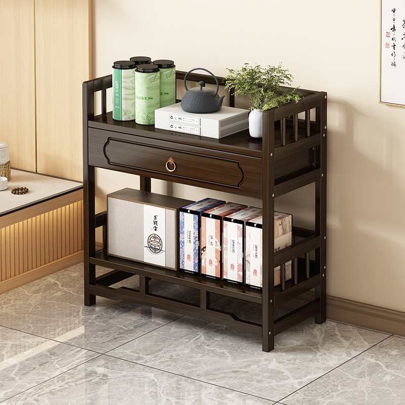 新中式茶几客厅家用小型茶台多层非实木置物架子办公室茶叶收纳架