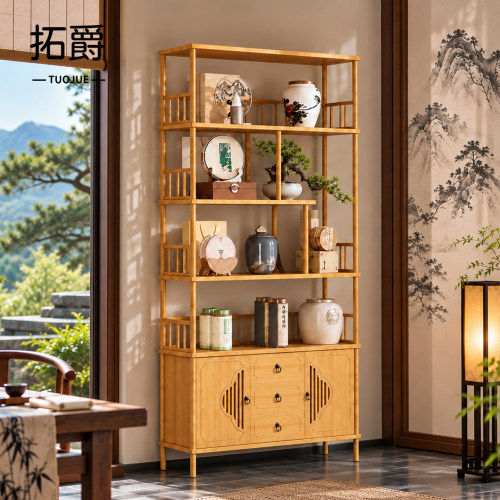 【加厚全竹层板】茶室博古架