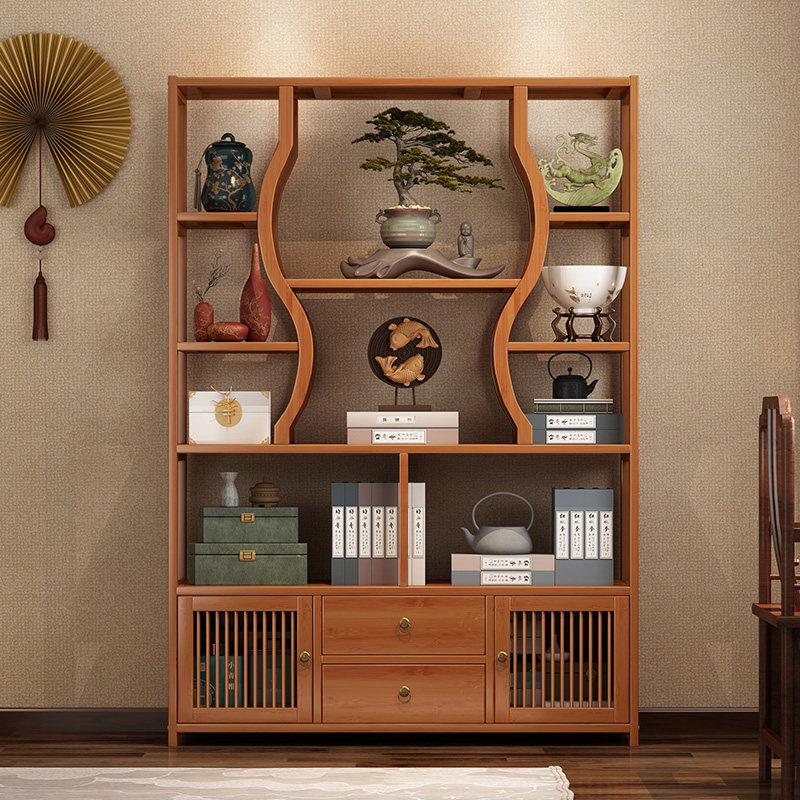 博古架实木中式茶叶架紫砂壶摆放架子多宝阁茶具展示柜隔断置物架