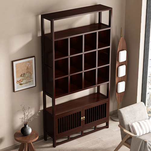 【加固新升级】新中式博古架酒架