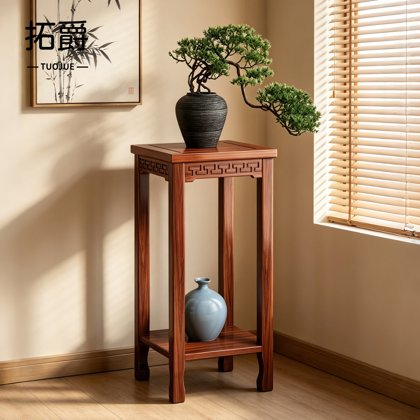 【加固新升级！】中古风实木花架图片