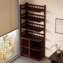 转角置物架新中式博古架非实木茶柜置物架茶室靠墙茶叶茶具收纳架