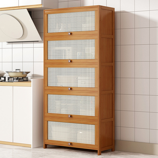 家用厨房置物架多层大容量微波炉碗碟收纳柜非实木带门防尘储物柜