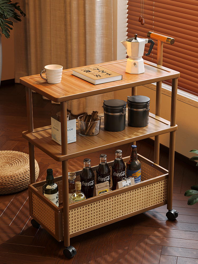 家用客厅可移动零食置物架多功能小推车小型落地收纳架带轮储物架