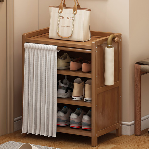 拓爵现代简约高山楠竹带帘鞋架