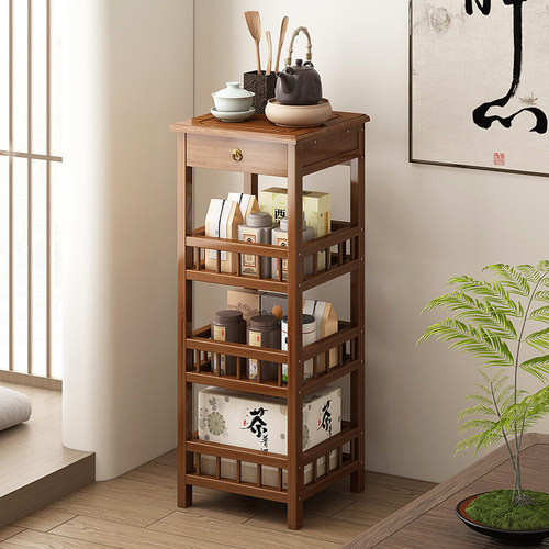 小型博古架家用客厅茶柜非实木中式茶具置物架落地多层茶叶收纳柜