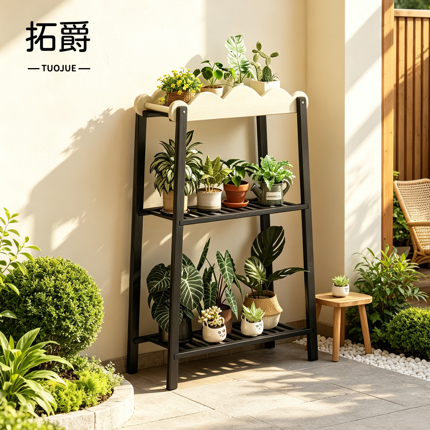 落地多层花架阳台置物架防水花盆收纳架子户外庭院多肉盆栽收纳架