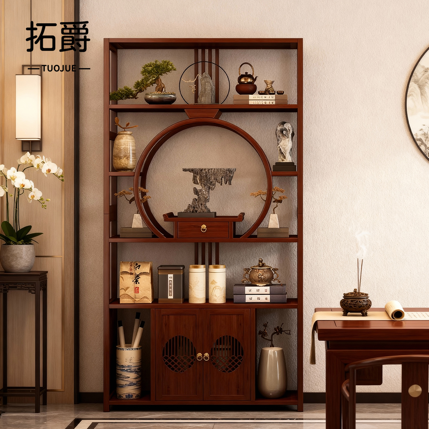 【加固新升级】茶室博古架置物架