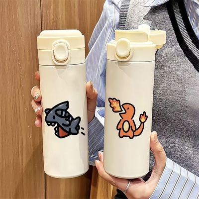 小鲨鱼新款304不锈钢保温杯男款高颜值便携弹跳式豌豆杯学生水杯