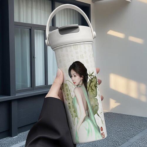 白鹿美女周边手提保温杯316不锈