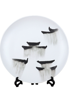 新中式风水墨画样板间书柜工艺品