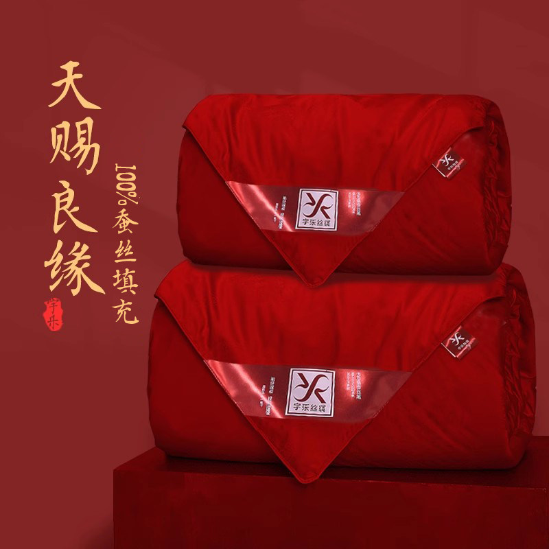 婚庆被子100%蚕丝喜被结婚大红被芯新婚陪嫁大气嫁妆春秋被双人冬