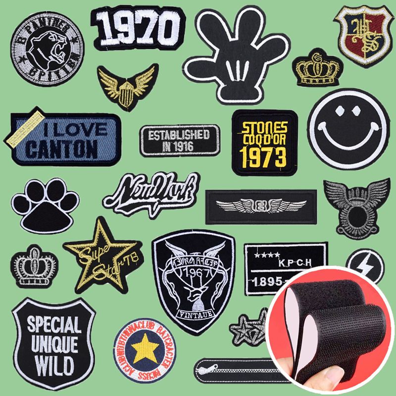 章臂魔术贴黑色补丁布贴