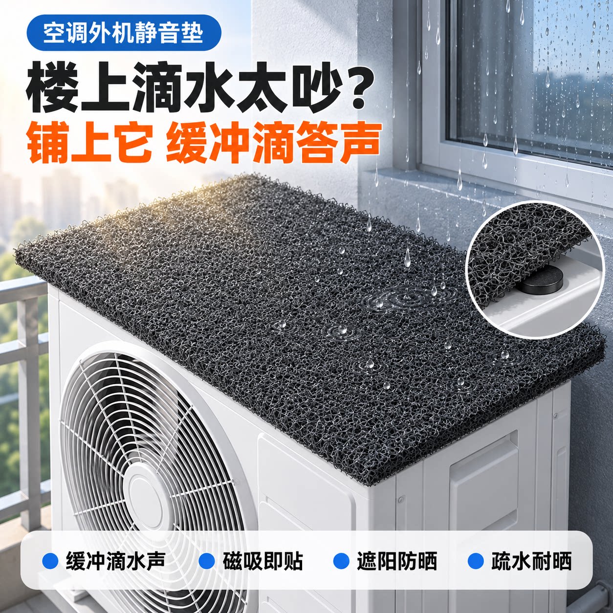 空调外机静音防水隔热磁吸罩
