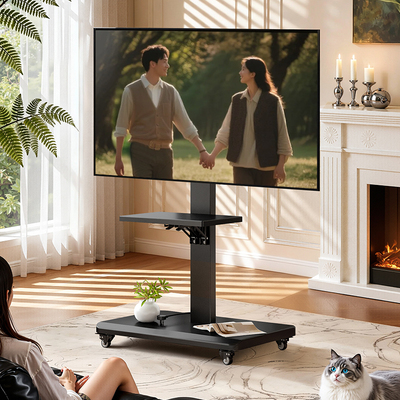 电视机移动支架可升降旋转直播会议室家用显示器架子落地推车带轮