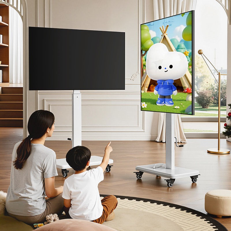 凯旗自由旋转电视机可移动支架子落地带轮子推车内嵌插排通用挂架