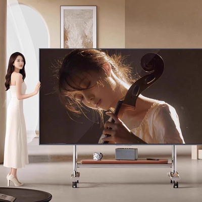 不锈钢电视机落地支架可移动带轮