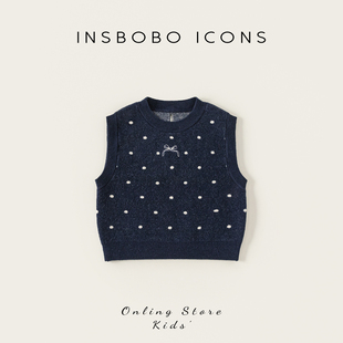 INSbobo女童毛衣2026春季新款宝宝马甲儿童背心洋气上衣好看春装