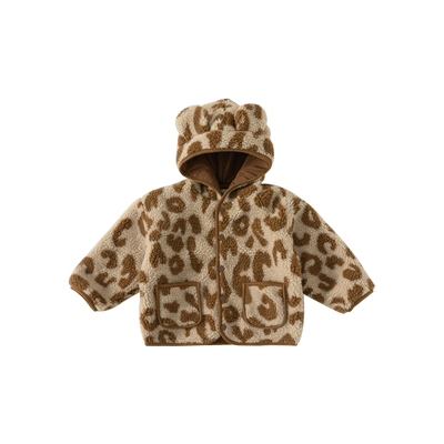 儿童豹纹外套秋装羊羔毛衣服