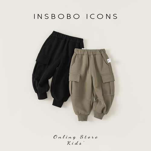 男童裤子儿童工装裤秋冬男宝秋装