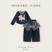 新款 INSbobo女童套装 2026春季 儿童洋气T恤两件套宝宝春秋时髦衣服