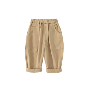 男童工装裤子春秋黑色休闲裤小童哈伦裤儿童长裤insbobo女童春装