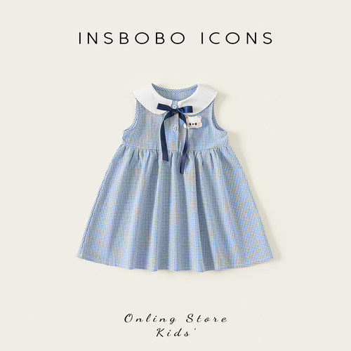 INSbobo儿童格子娃娃领连衣裙